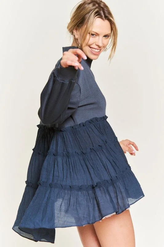 Mock Neck Tunic Knit Top Plus Asymmetrical Knit Blouse