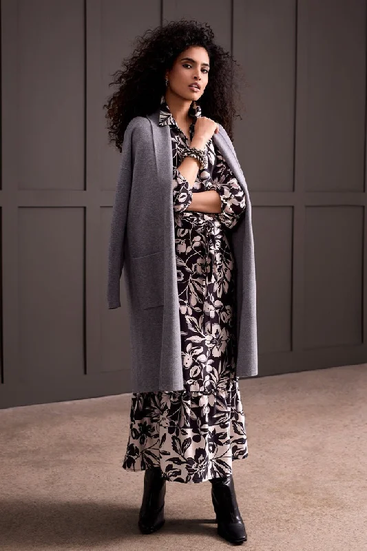 Open Cardigan with Patch Pockets Elasticated Padded Insulated