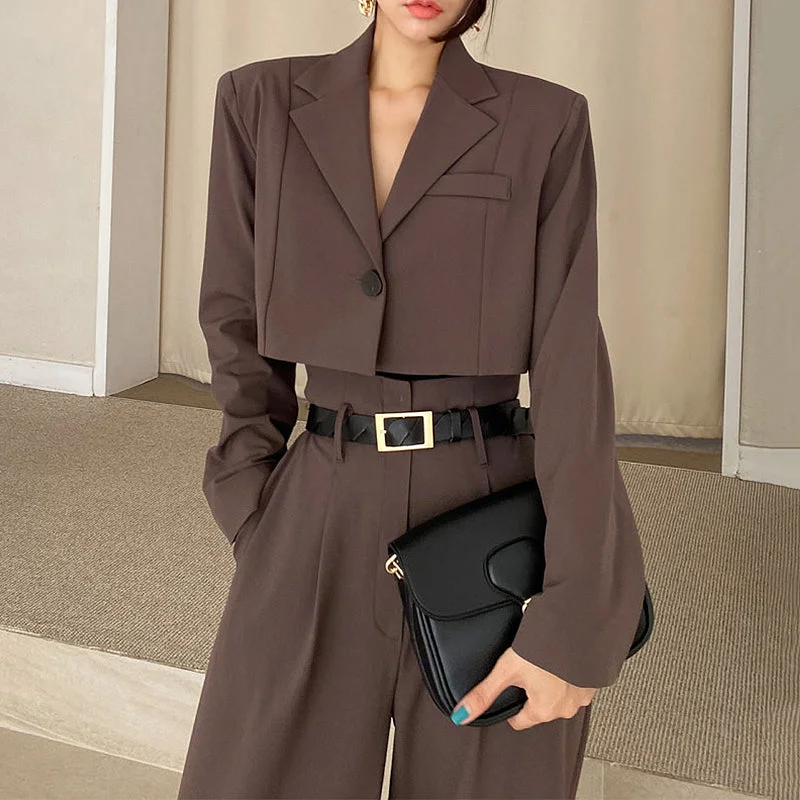 2pc Office Lady Blazer Suits Vintage Women Long Sleeve Short Blazer Plus Size Women's Coat 2pc Office Lady Blazer Suits Vintage Women Long Sleeve Short Blazer Plus Size Women's Coat