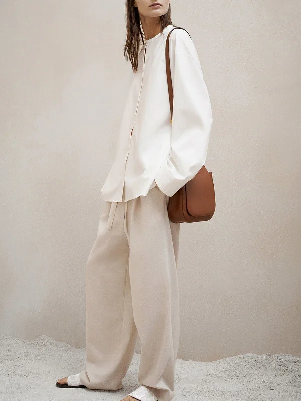 Casual Loose Trousers Solid Color Suit Trousers Recommended Stylist