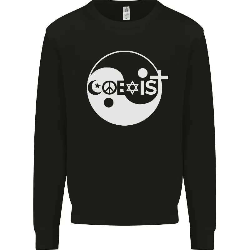 Coexist World Peace Love Religion Hippy Anti War Mens Sweatshirt Jumper Hoodie with Hem Patch Decorative Personalized Coexist World Peace Love Religion Hippy Anti War Mens Sweatshirt Jumper Hoodie with Hem Patch Decorative Personalized