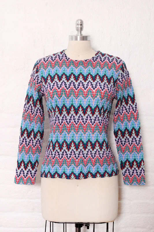 Flame Feather Knit Top L Custom Knit Shirt