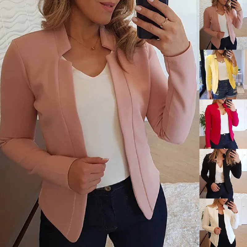 Wjczt Fall Fashion Women Solid Color Long Sleeve Stand Collar Slims Fit Blazer Coat Women's Clothing Blazers Fashion Long Sleeve Suits Women's Simple Blazer Wjczt Fall Fashion Women Solid Color Long Sleeve Stand Collar Slims Fit Blazer Coat Women's Clothing Blazers Fashion Long Sleeve Suits Women's Simple Blazer