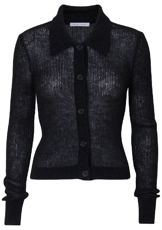 Jaki Cardigan Black Rayon Fabric Velvet Fabric Corduroy Fabric