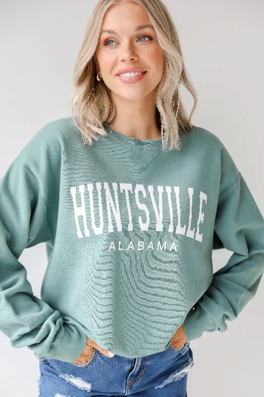 Seafoam Huntsville Alabama Sweatshirt Hoodie with Hem Contrast Bold Stylish