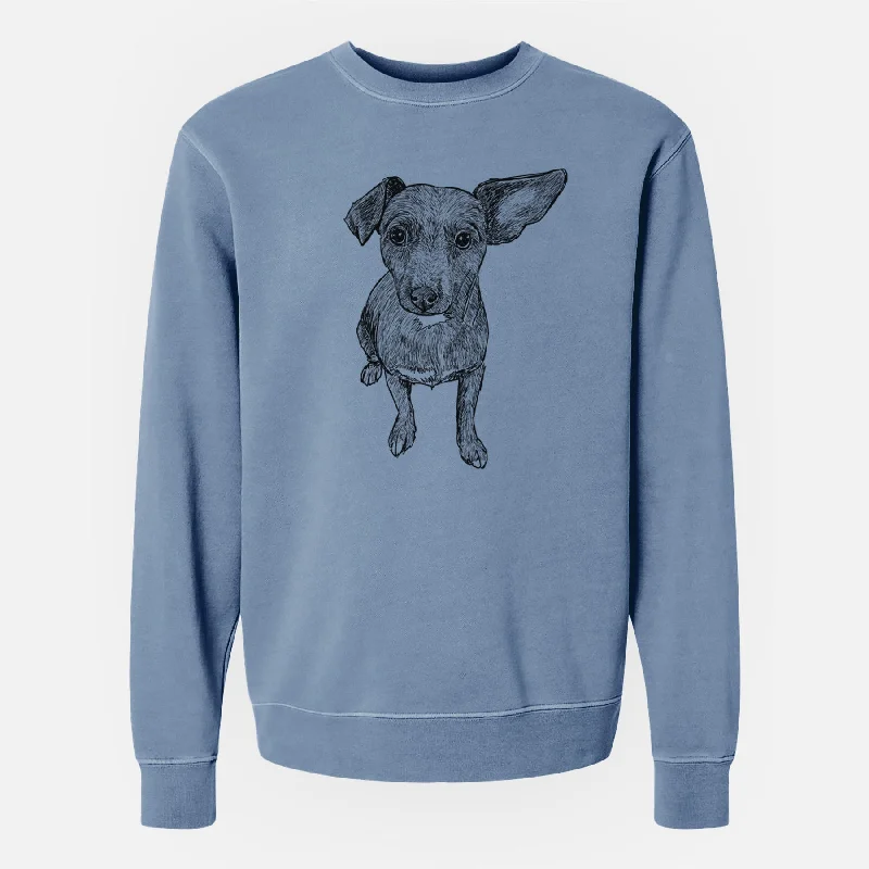 Doodled Millie the Chiweenie Mix - Unisex Pigment Dyed Crew Sweatshirt Hooded Sweatshirt Casual Wear Street Style