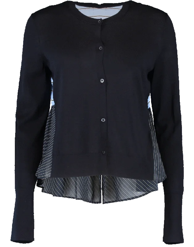 Stripe Sensation Cardigan Asymmetrical,ymmetric Pencil Cardigan
