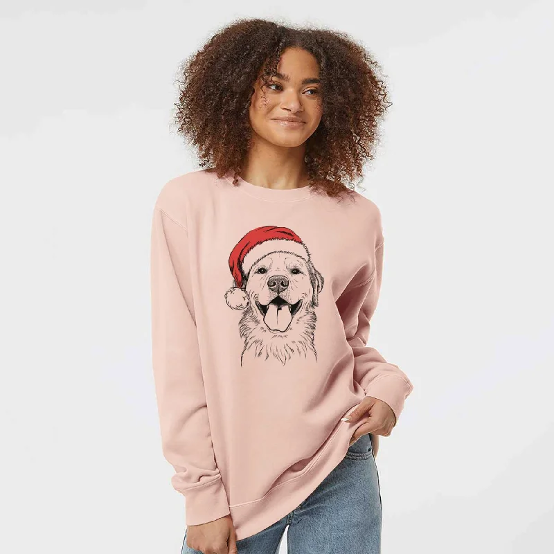 Santa Bennett the Golden Retriever - Unisex Pigment Dyed Crew Sweatshirt Hoodie with High Neck Warm Protective