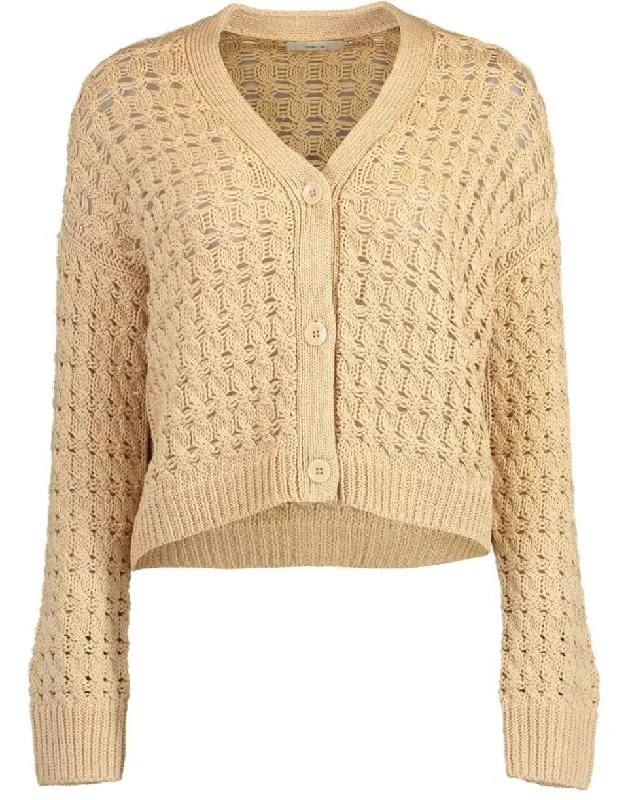 Vanilla Open Cable Cardigan Glossy Satin Silk
