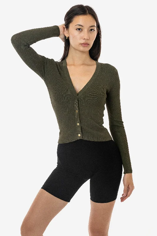 RFK218 - Viscose Nylon V-Neck Cardigan Spandex Blend Rayon Blend Denim Blend