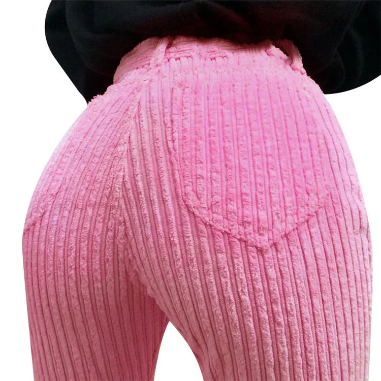 Corduroy Women Pant Casual High Waist Striped Skinny Slim Female Trousers Vintage Pantalones Solid White Pants 2020 Trousers Versatile Stylish Corduroy Women Pant Casual High Waist Striped Skinny Slim Female Trousers Vintage Pantalones Solid White Pants 2020 Trousers Versatile Stylish