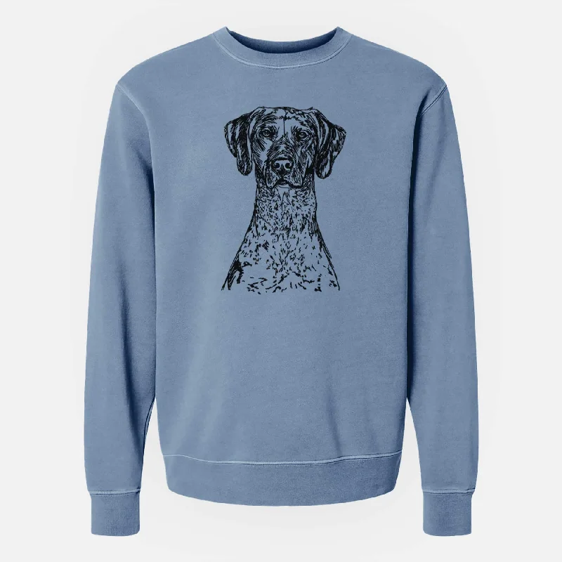 Doodled German Shorthaired Pointer the  - Unisex Pigment Dyed Crew Sweatshirt Hoodie with Metallic Shiny Futuristic