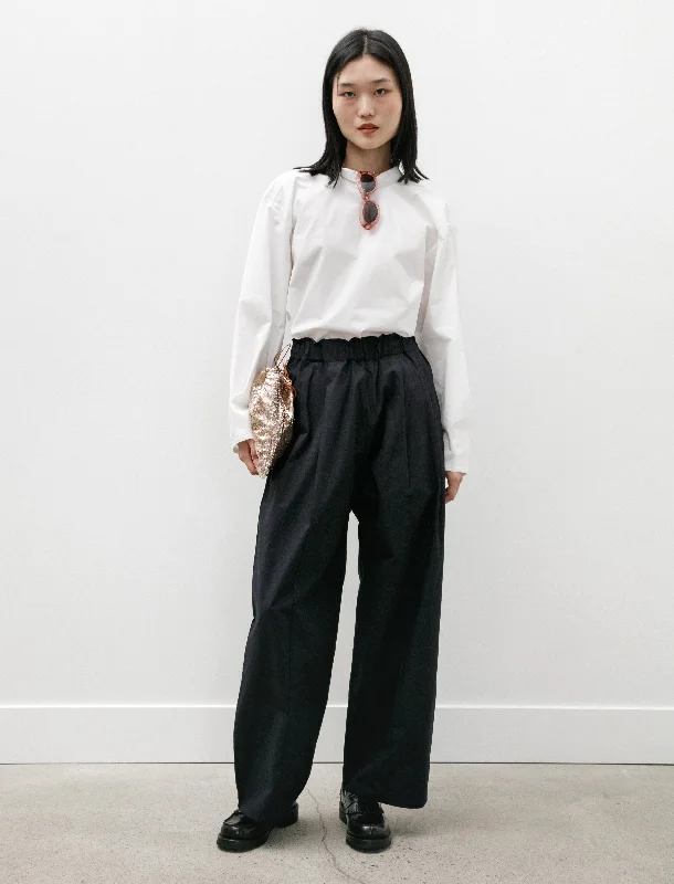 Luce Trousers Pintuck Navy Poplin Trousers Lace Delicate