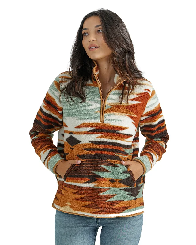 Women's Retro Punchy Sherpa Pullover Lapel Neck Sweater