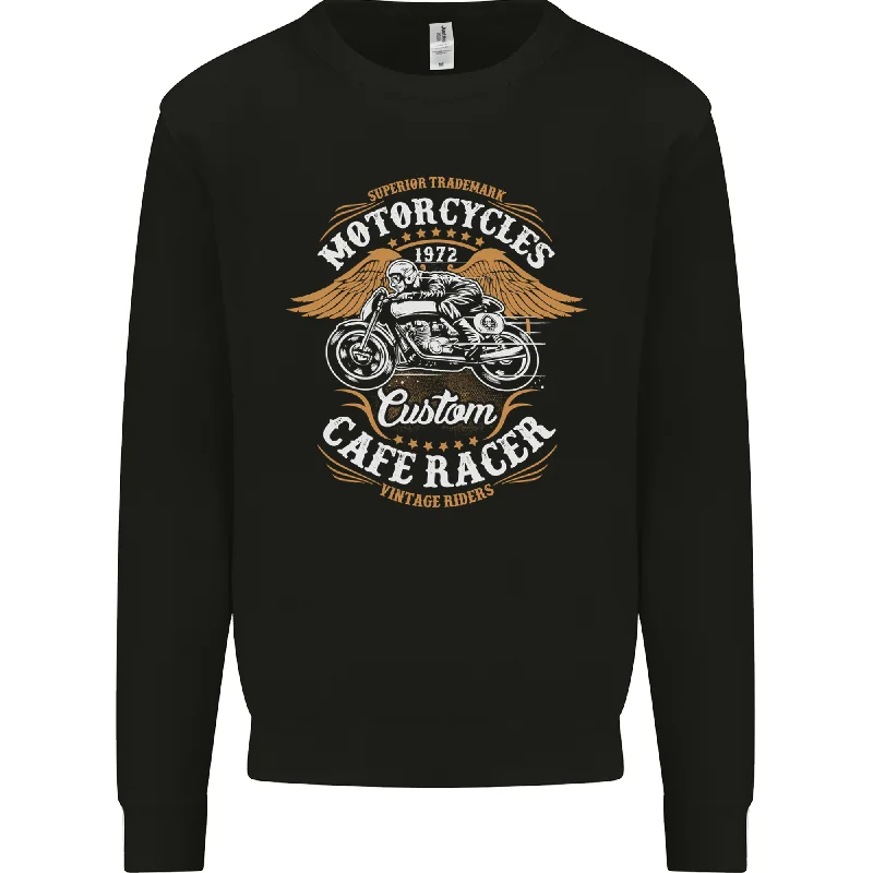 Biker Custom Cafe Racer Motorcycle Mens Sweatshirt Jumper Hoodie with Drop Shoulder Relaxed Streetwear