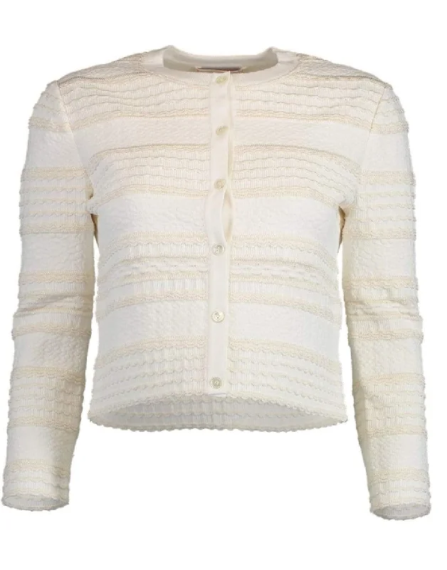 Textured Cropped Cardigan Elegant Classic Vintage