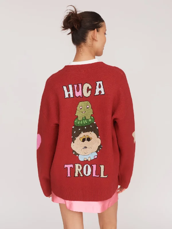 Hug A Troll Knit Cardigan Cardigan Knitwear Sweater