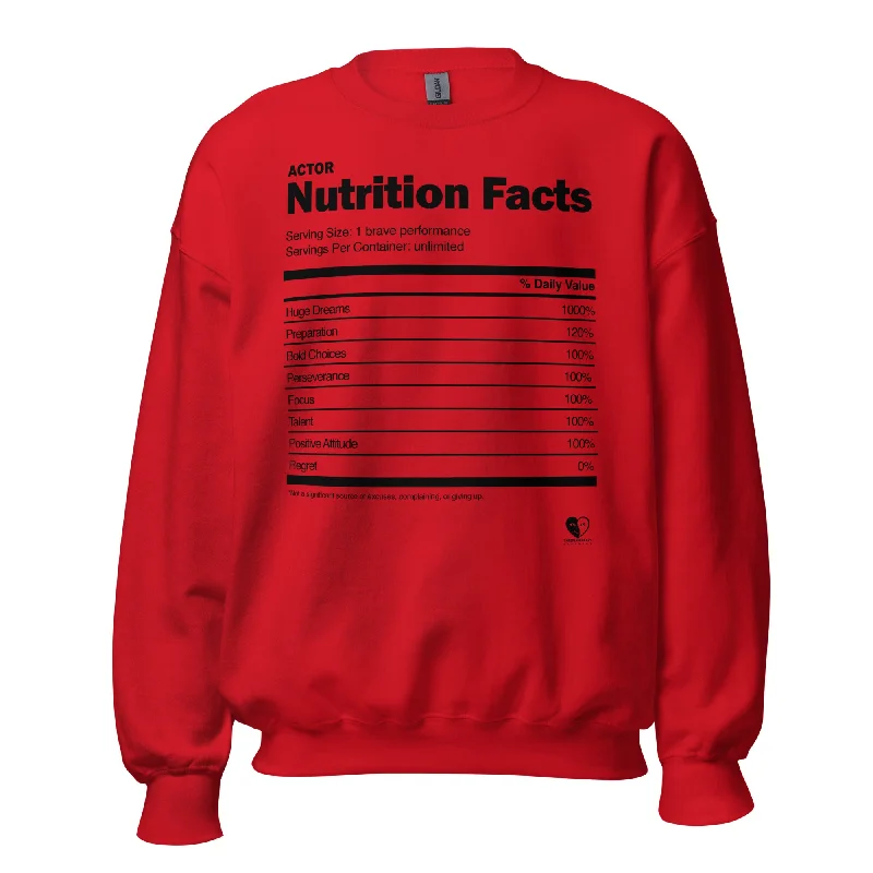 Actor Nutrition Facts - Printed Staple Unisex Crewneck Sweatshirt Hoodie with Typography Text Message