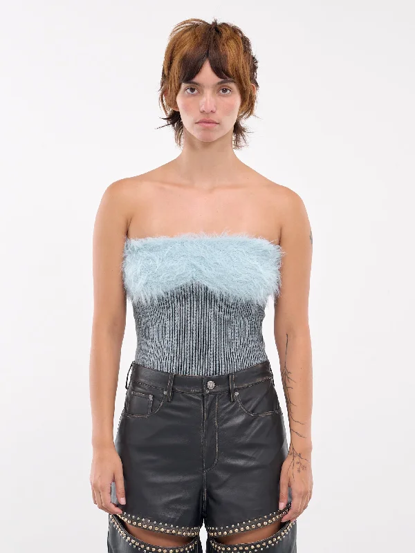 Hairy Knit Top (ATB1210W-BLUE) Sophisticated Knit Shirt