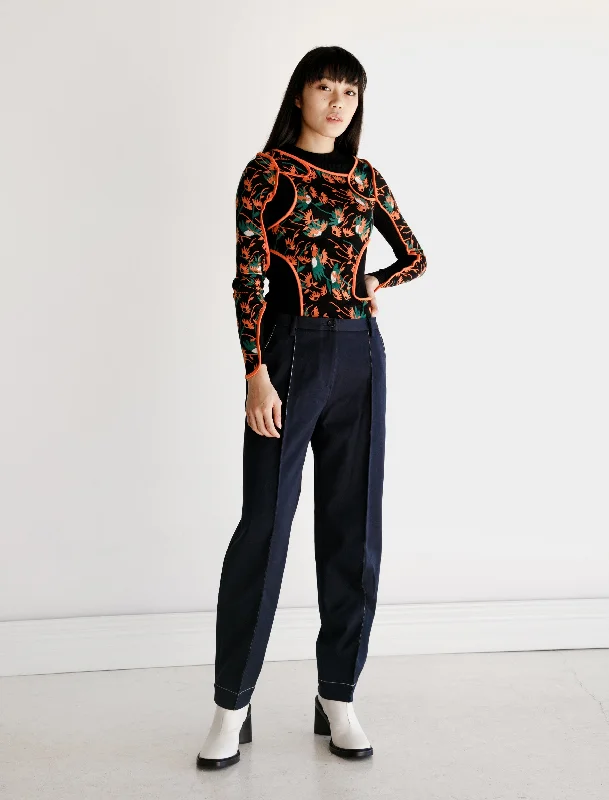 Pivot Trouser Navy Trousers Satin Smooth