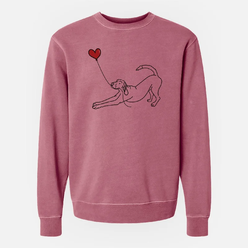 Coonhound Heart String - Unisex Pigment Dyed Crew Sweatshirt Hoodie with Metallic Shiny Futuristic