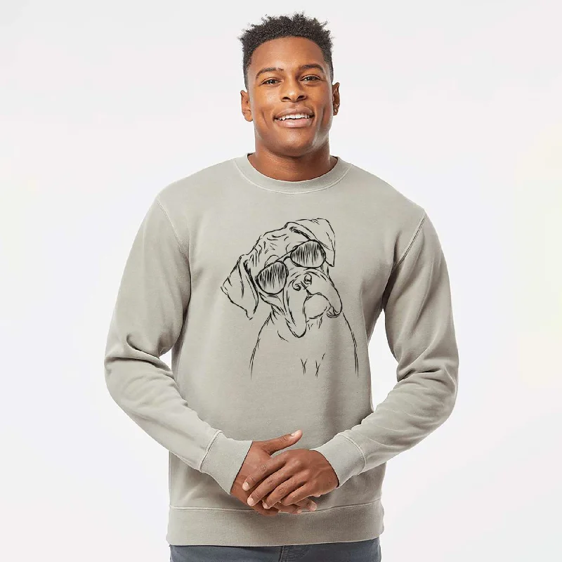 Aviator Cooper the Boxer - Unisex Pigment Dyed Crew Sweatshirt Hoodie with Longline Fit Extended Stylish