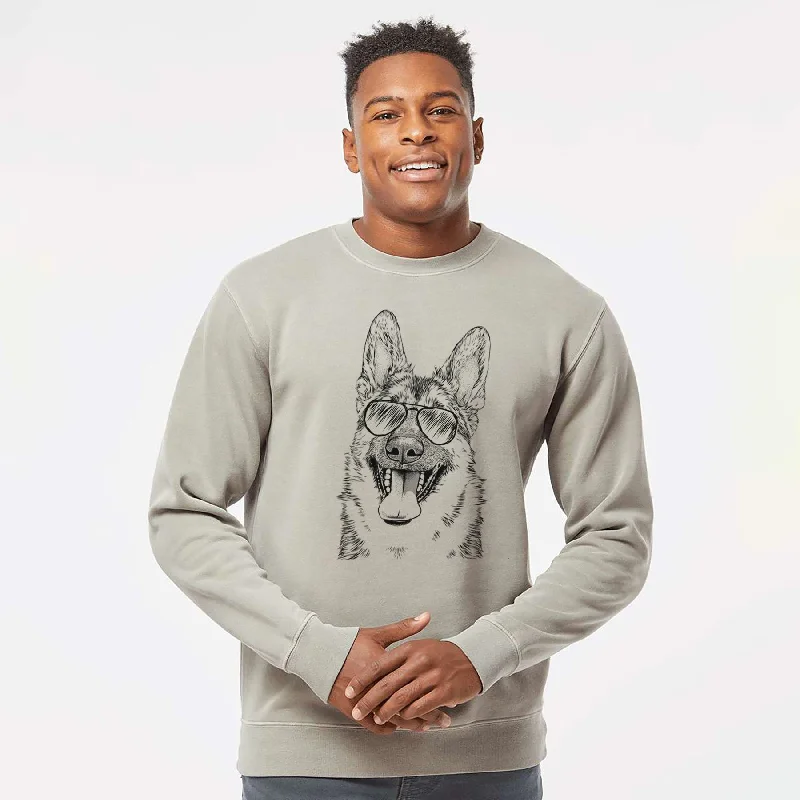 Aviator Benson the German Shepherd - Unisex Pigment Dyed Crew Sweatshirt Hoodie with Cuffed Sleeves Snug Secure Aviator Benson the German Shepherd - Unisex Pigment Dyed Crew Sweatshirt Hoodie with Cuffed Sleeves Snug Secure