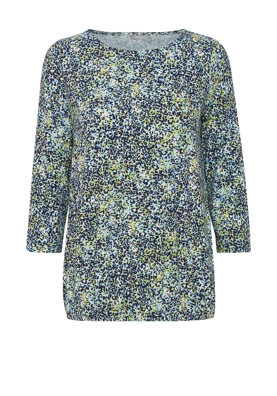 Fransa Mini Splatter Printed Top, Navy Blazer & Green Women's Handmade Blazer