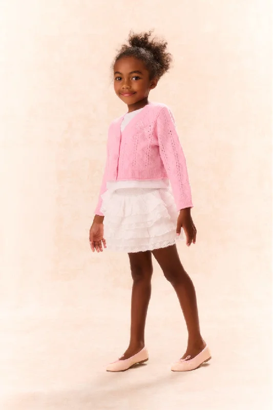 Girls Constine Wool-Cashmere Cardigan Collared Crew Neck Turtle Neck