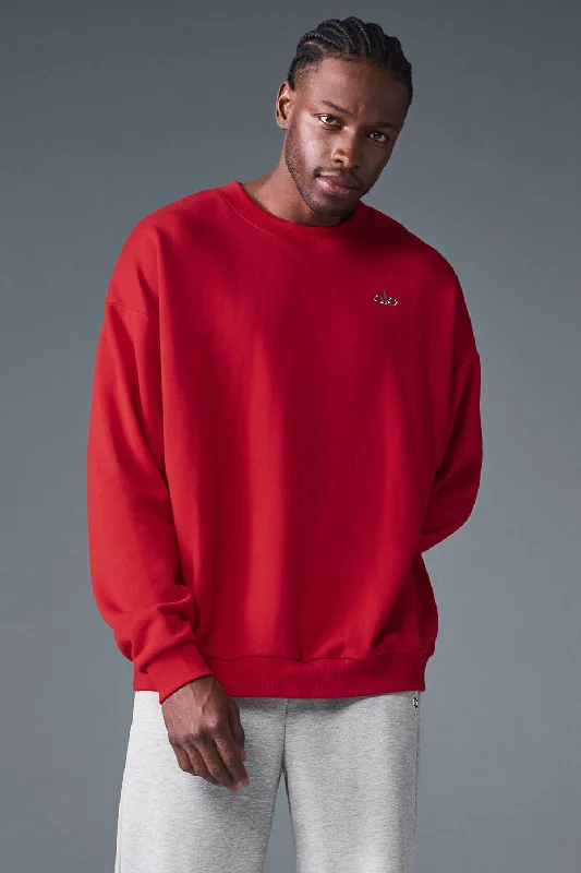 Accolade Crew Neck Pullover - Bold Red Batwing Sleeve Top