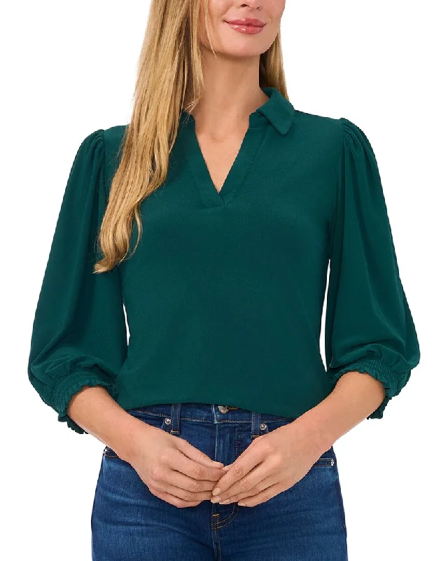 Cece Split Neck 3/4 Sleeve Knit Top Lavender Knit Shirt