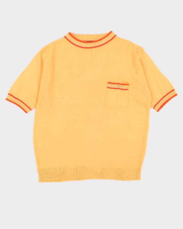Vintage 80s Sears Orange Knit Top With Pocket - L Fashion Knit Shirt