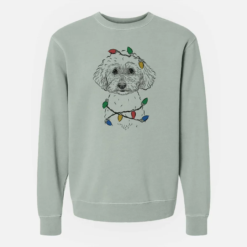 Christmas Lights Stitch the Bichonpoo - Unisex Pigment Dyed Crew Sweatshirt Hoodie with Bell Sleeves Flared Feminine Christmas Lights Stitch the Bichonpoo - Unisex Pigment Dyed Crew Sweatshirt Hoodie with Bell Sleeves Flared Feminine