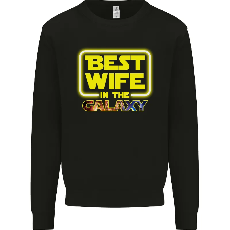 Best Wife In the Galaxy Mens Sweatshirt Jumper Hoodie with Velcro Closure Adjustable Secure