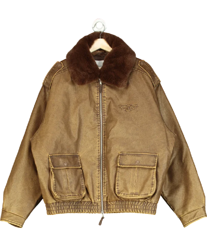 HOUSE OF SUNNY Brown Cruise Flight Jacket UK L Collared Jacket Crew Neck Jacket Turtle Neck Jacket