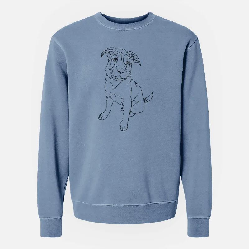 Doodled Shar Pei Puppy the  - Unisex Pigment Dyed Crew Sweatshirt Hoodie with Neon Bright Vibrant