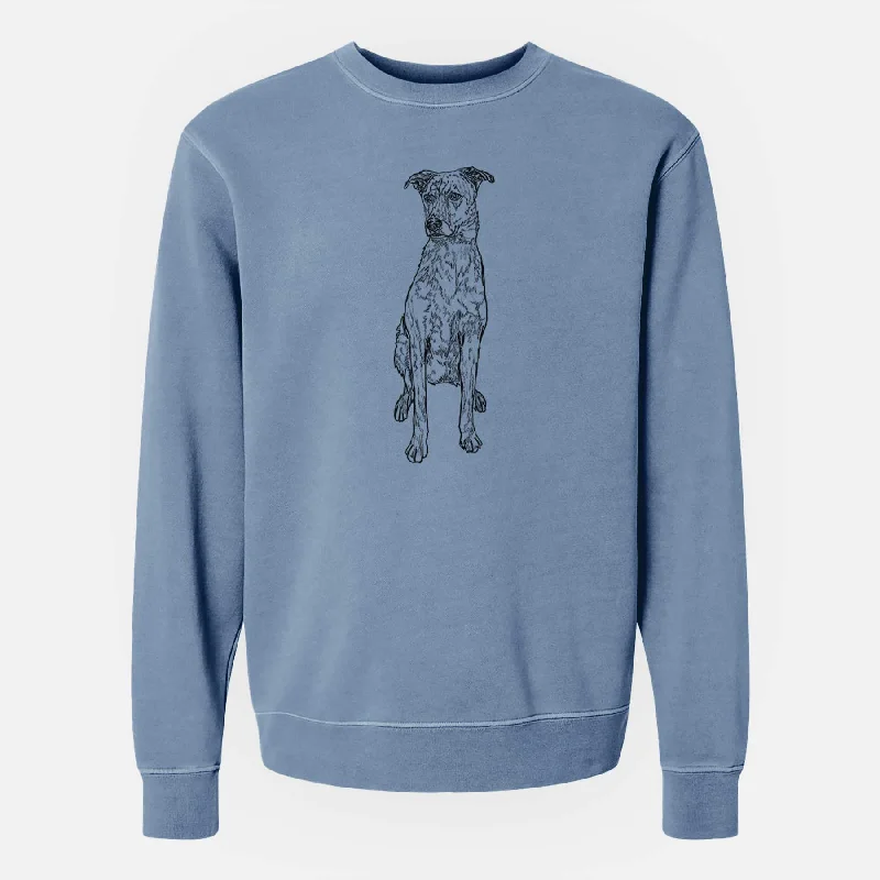 Doodled Jack the Catahoula - Unisex Pigment Dyed Crew Sweatshirt Hoodie with Lining Warm Insulated