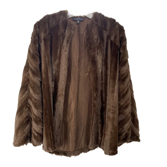 SLINKY Size SMALL Brown Faux Fur JACKET Mesh Jacket Canvas Jacket Denim Jacket