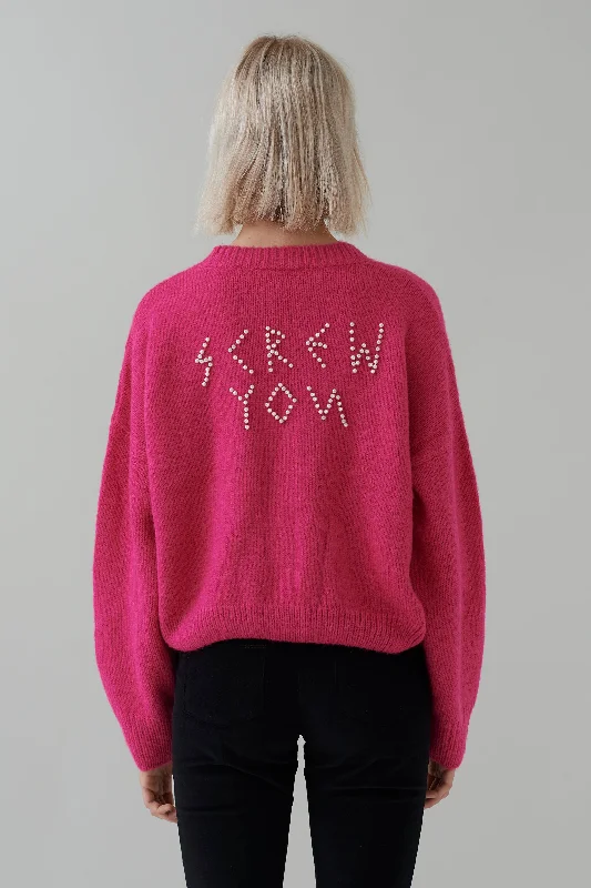 G.E.M Screw You Pearl Cardigan Seamless Knitted Crochet