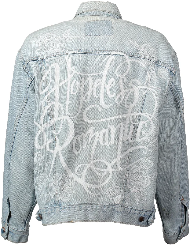 Scarlet Hopeless Romantic Hand Painted Vintage Denim Jacket Oversized Jacket Tailored Jacket Straight Jacket Scarlet Hopeless Romantic Hand Painted Vintage Denim Jacket Oversized Jacket Tailored Jacket Straight Jacket