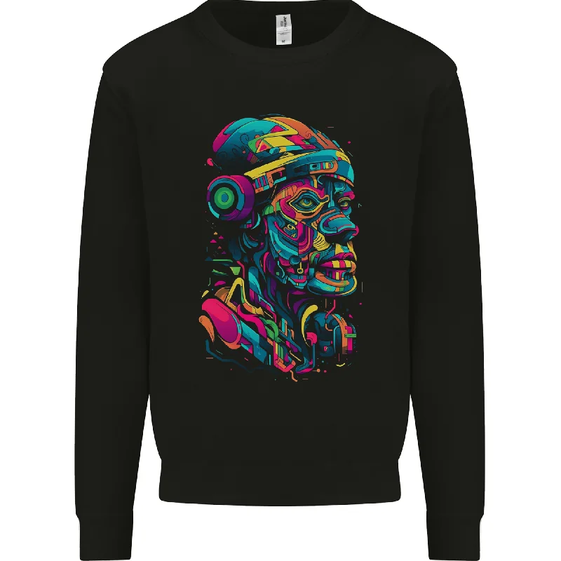 Cool African Head With Headphones Mens Sweatshirt Jumper Hoodie with Longline Fit Extended Stylish Cool African Head With Headphones Mens Sweatshirt Jumper Hoodie with Longline Fit Extended Stylish
