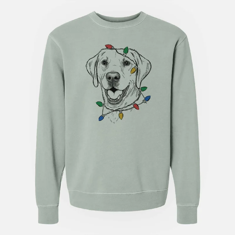 Christmas Lights Nate the Labrador Retriever - Unisex Pigment Dyed Crew Sweatshirt Hoodie with Neon Bright Vibrant Christmas Lights Nate the Labrador Retriever - Unisex Pigment Dyed Crew Sweatshirt Hoodie with Neon Bright Vibrant