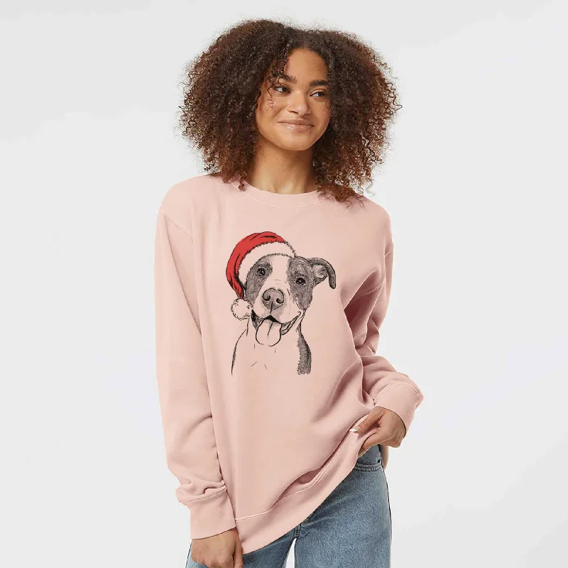 Santa Jax the American Pitbull Terrier Mix - Unisex Pigment Dyed Crew Sweatshirt Hoodie with Hem Frayed Vintage Worn Santa Jax the American Pitbull Terrier Mix - Unisex Pigment Dyed Crew Sweatshirt Hoodie with Hem Frayed Vintage Worn