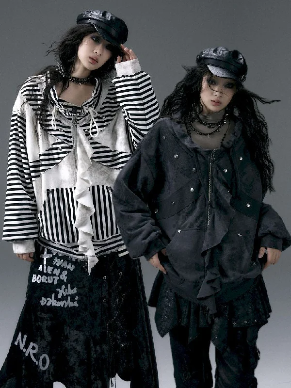 Casual Loose Padded Ruffle Jacket【s0000011005】 Bomber Jacket Anorak Windbreaker