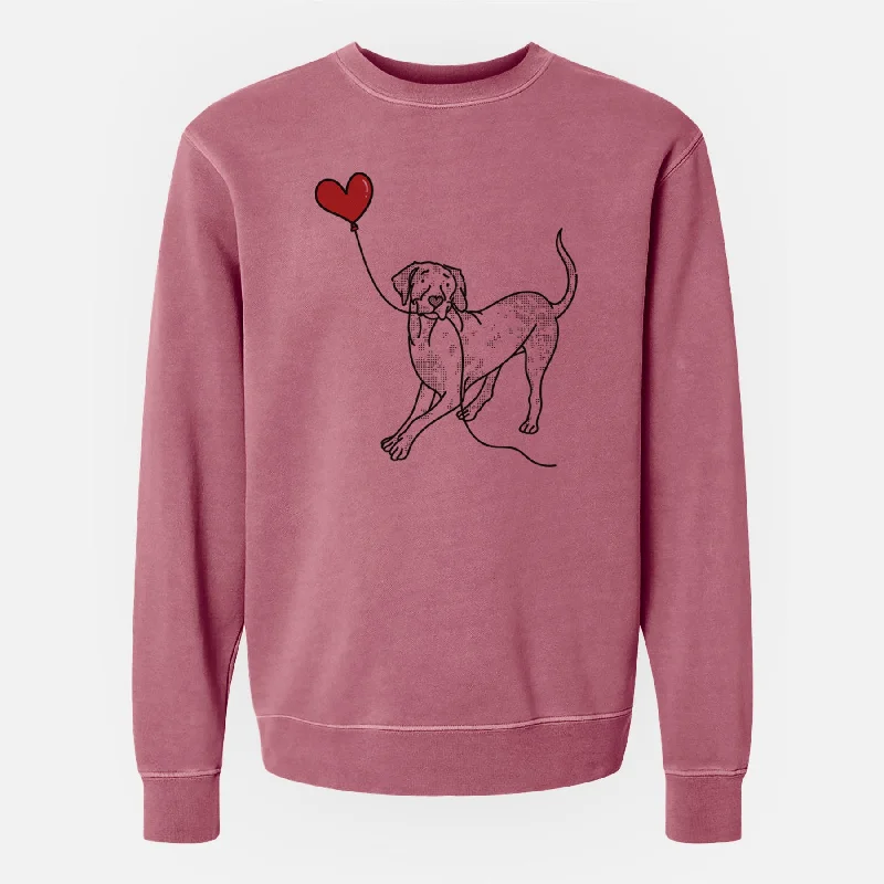 Catahoula Heart String - Unisex Pigment Dyed Crew Sweatshirt Hoodie with Thumb Holes Functional Cozy