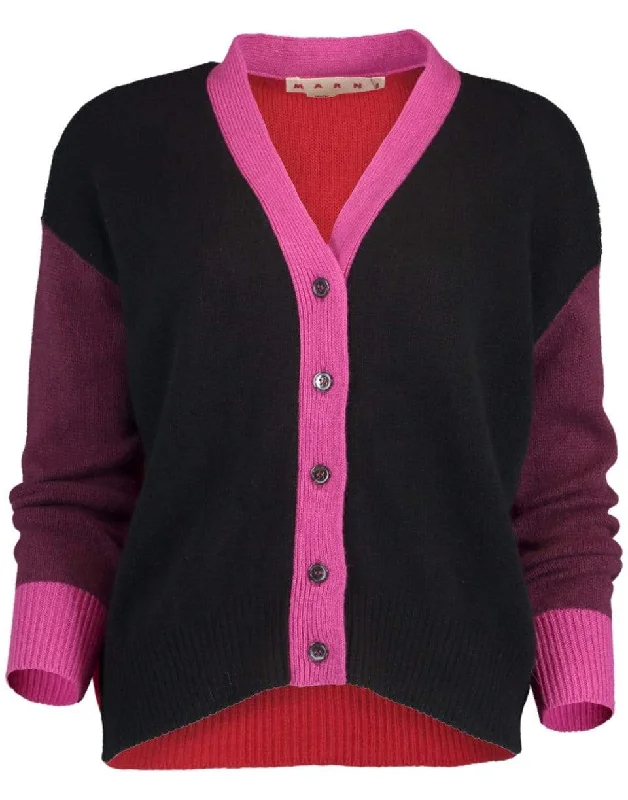 Colorblock Boyfriend Cardigan Terry Blend Velvet Blend Canvas Blend