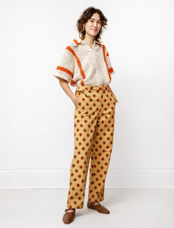 Orange Daisy Trousers Trousers High Rise Slim Fit
