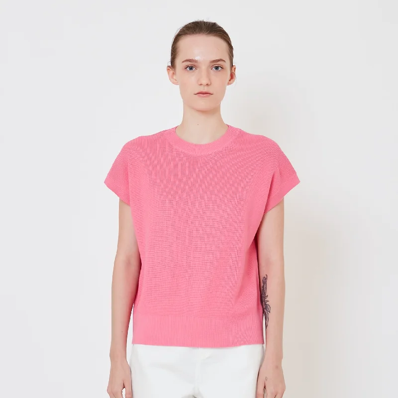 Women Knit Top - Fuchsia - SW2410165B Warm Knit Tee