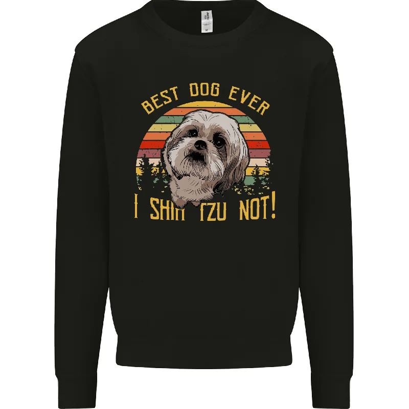 Best Dog Ever I Shih Tzu Not Funny Mens Sweatshirt Jumper Hoodie with Emblem Brand Identity