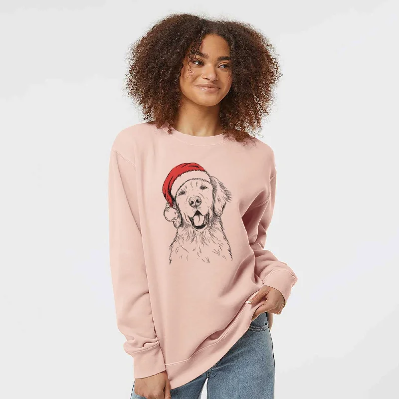 Santa Wallace the Golden Retriever - Unisex Pigment Dyed Crew Sweatshirt Hoodie with Lace Feminine Delicate Santa Wallace the Golden Retriever - Unisex Pigment Dyed Crew Sweatshirt Hoodie with Lace Feminine Delicate